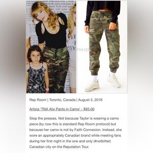 ARITZIA TNA camo joggers pants women’s size 6 weathered cotton